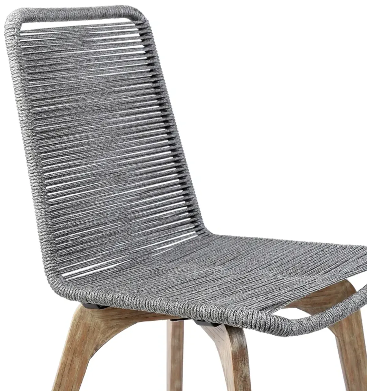 Island Outdoor Light Eucalyptus Wood and Grey Rope Dining Chairs - Set of 2