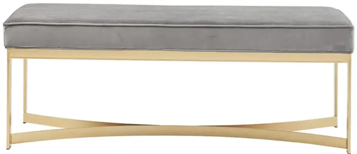 Martha Stewart Secor Grey Upholstered Accent Bench with Metal Base