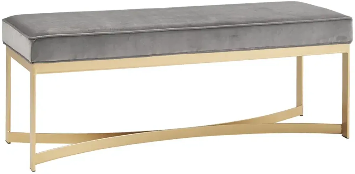 Martha Stewart Secor Grey Upholstered Accent Bench with Metal Base