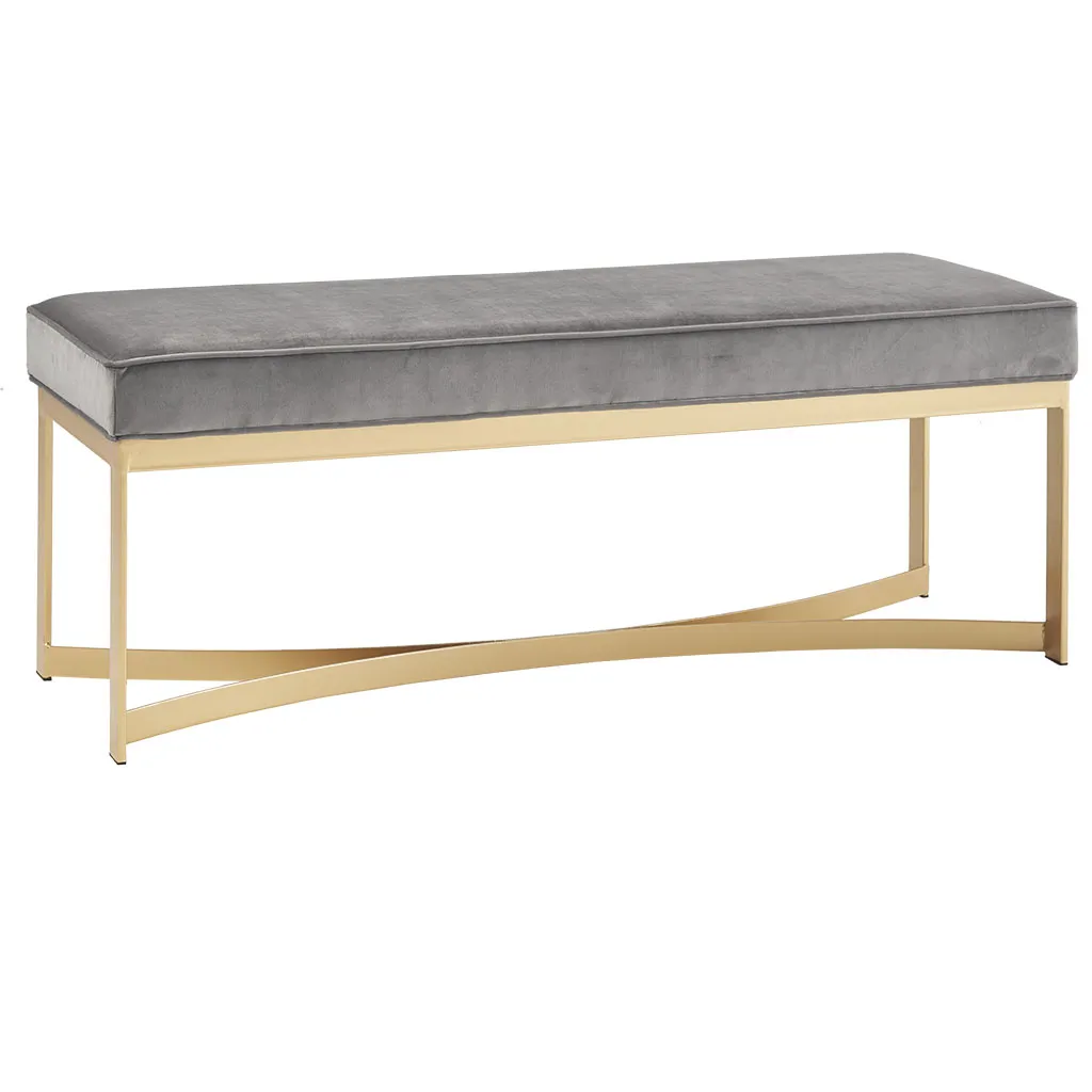 Martha Stewart Secor Grey Upholstered Accent Bench with Metal Base