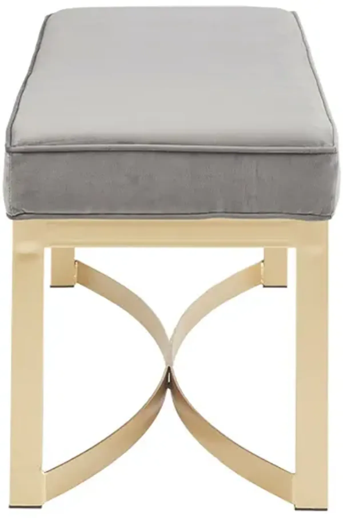 Martha Stewart Secor Grey Upholstered Accent Bench with Metal Base