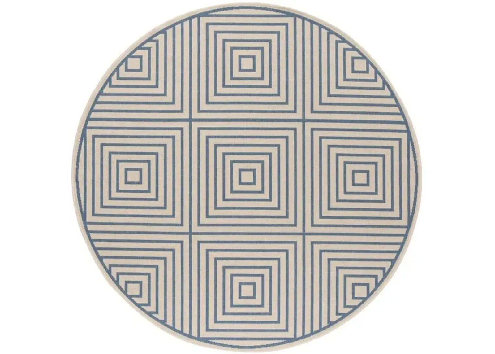 LINDEN 123 Collection LND123N-6R Cream / Blue 6'-7" X 6'-7" Round