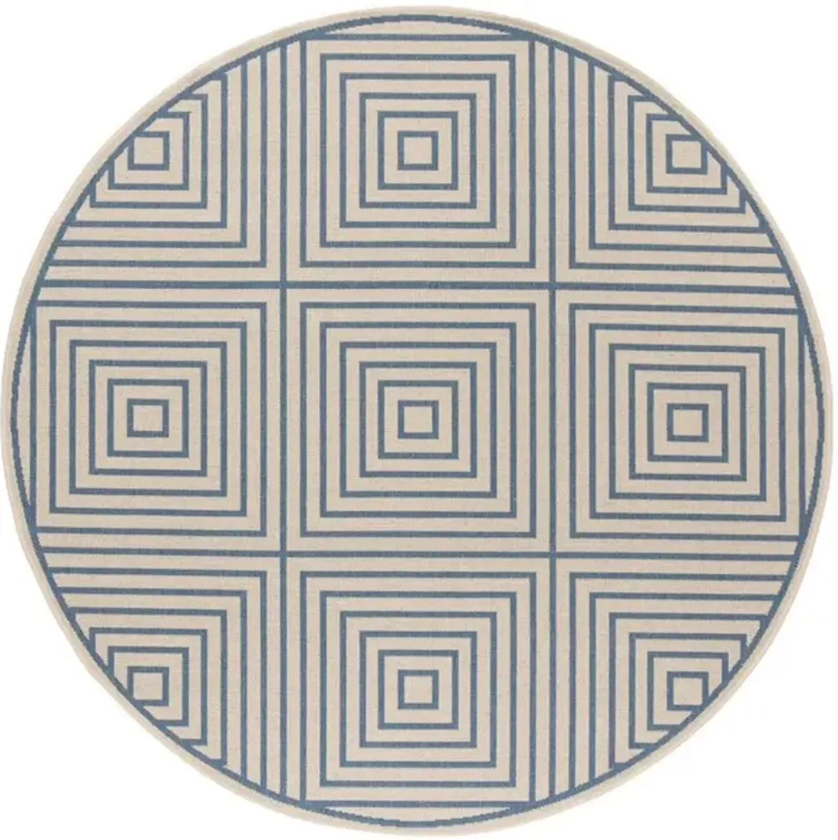 LINDEN 123 Collection LND123N-6R Cream / Blue 6'-7" X 6'-7" Round