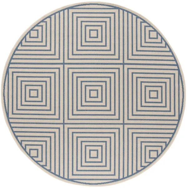 LINDEN 123 Collection LND123N-6R Cream / Blue 6'-7" X 6'-7" Round