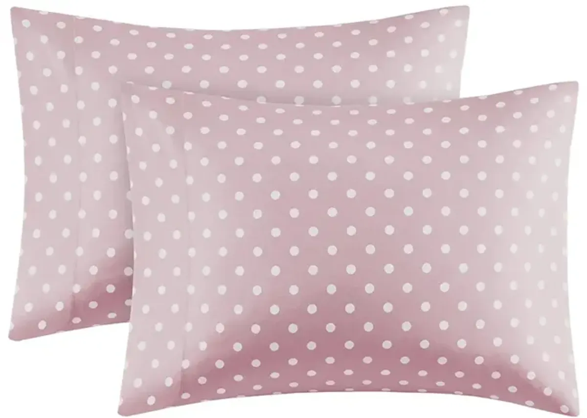 Mi Zone Polka Dot Pink Printed 100% Cotton Sheet Set