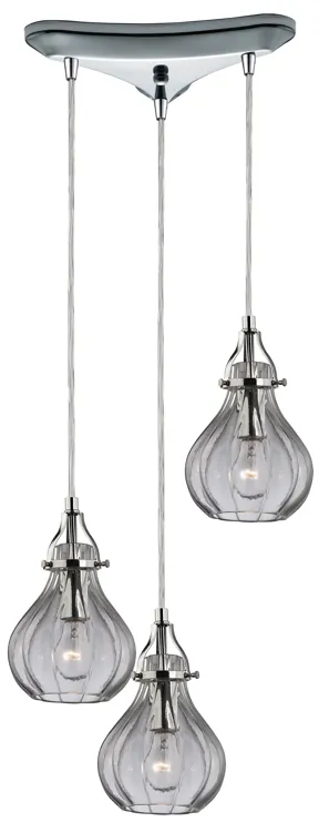 Danica 10" Wide 3-Light Mini Pendant - Polished Chrome