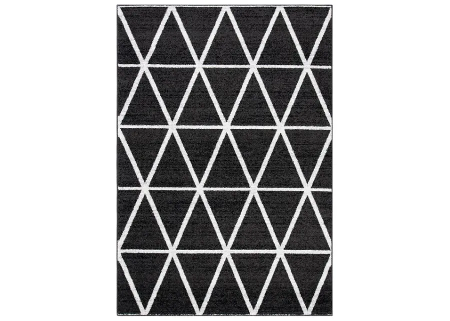 ADIRONDACK Contemporary Black / Ivory 8' X 10' Powerloomed Rug