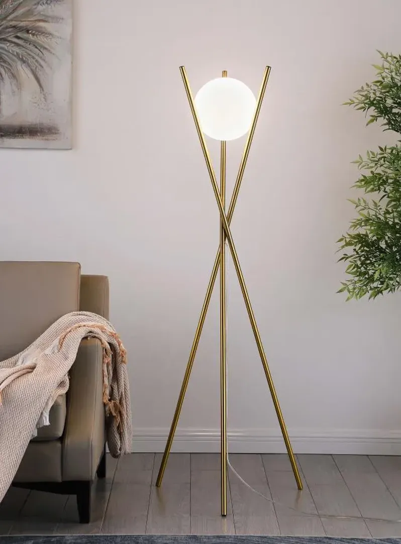 Yamileth Tripod Floor Lamp Gold