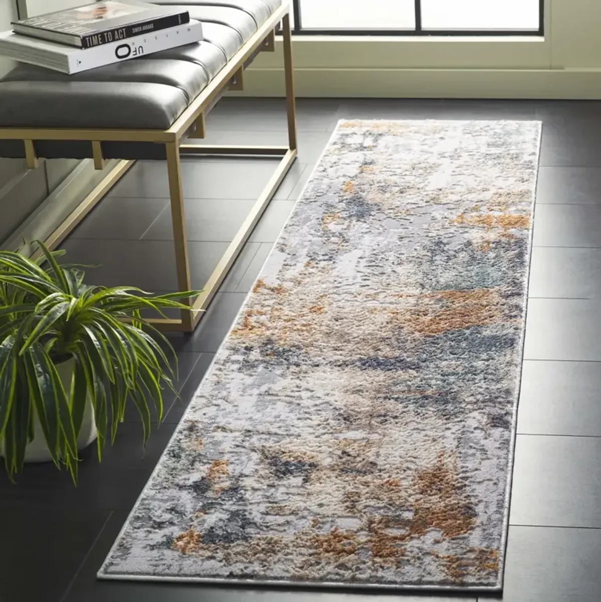 ALENIA 107 GREY  2' x 8' Runner Rug