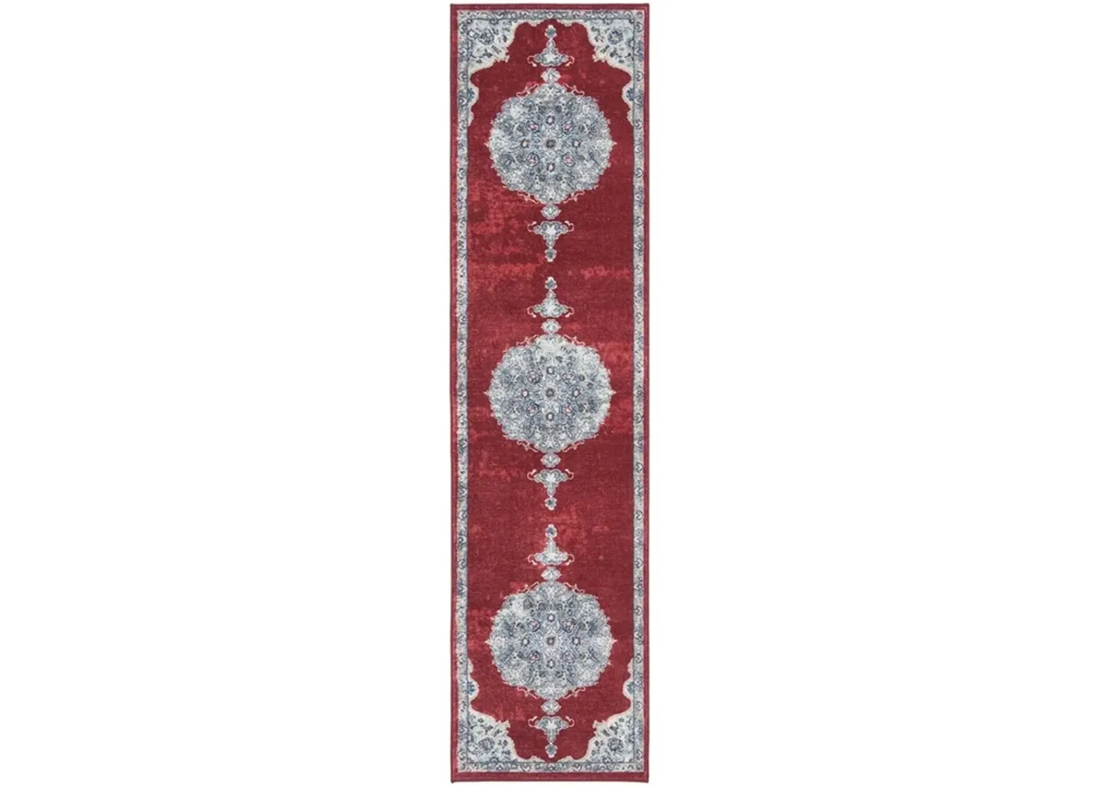 Brentwood 867 Red / Ivory 2' X 10' Runner Powerloomed Rug