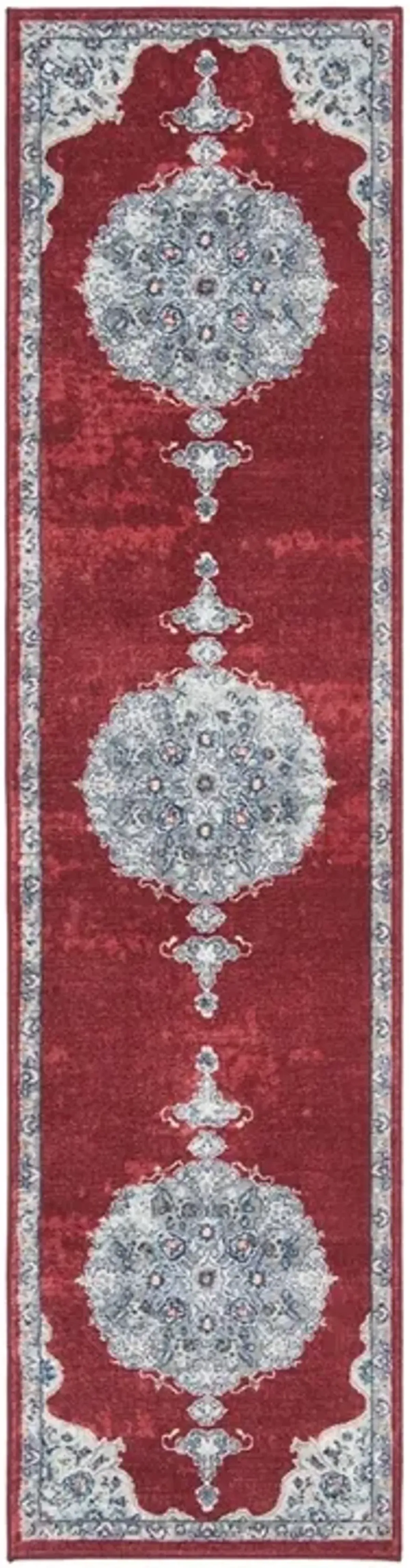 Brentwood 867 Red / Ivory 2' X 10' Runner Powerloomed Rug