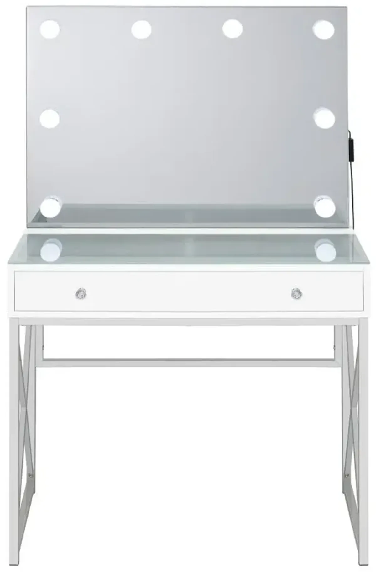 Eliza 2-piece Vanity Set with Hollywood Lighting White and Chrome