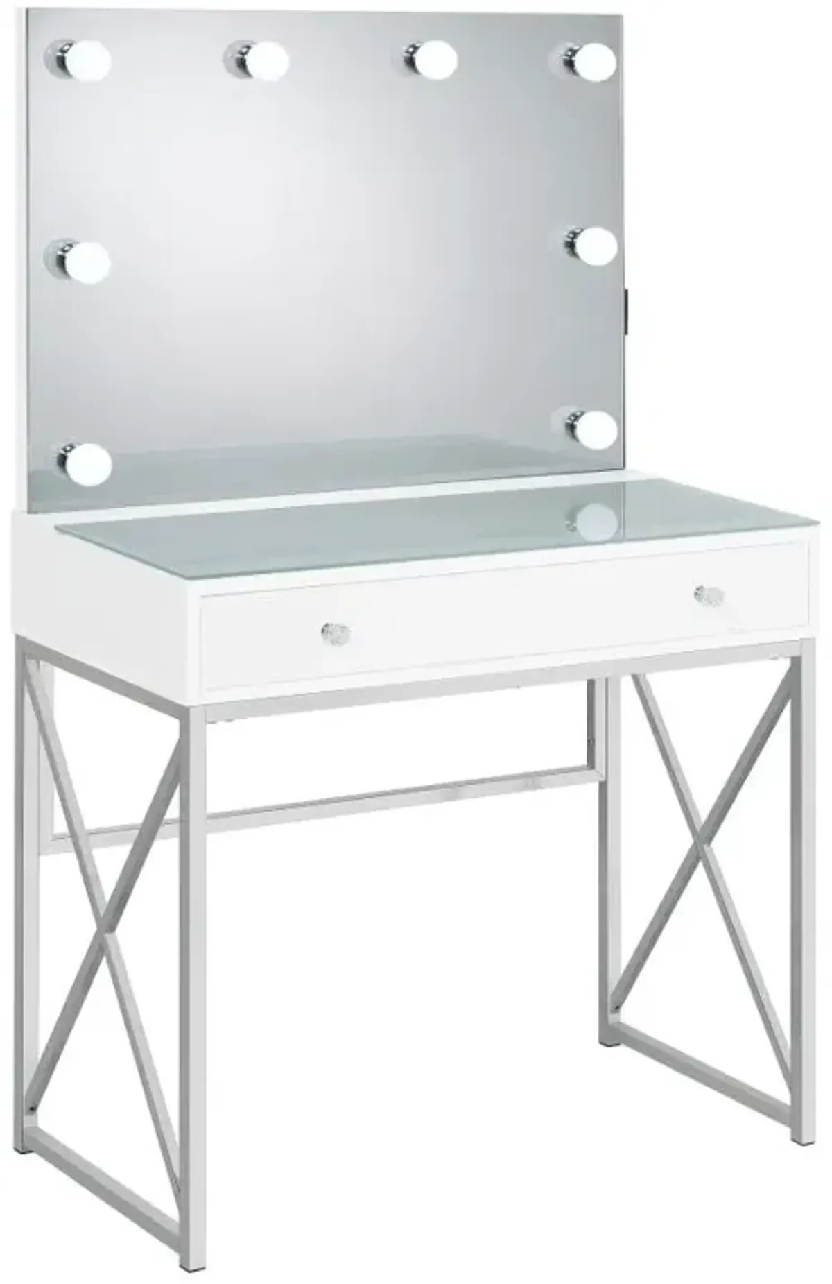 Eliza 2-piece Vanity Set with Hollywood Lighting White and Chrome