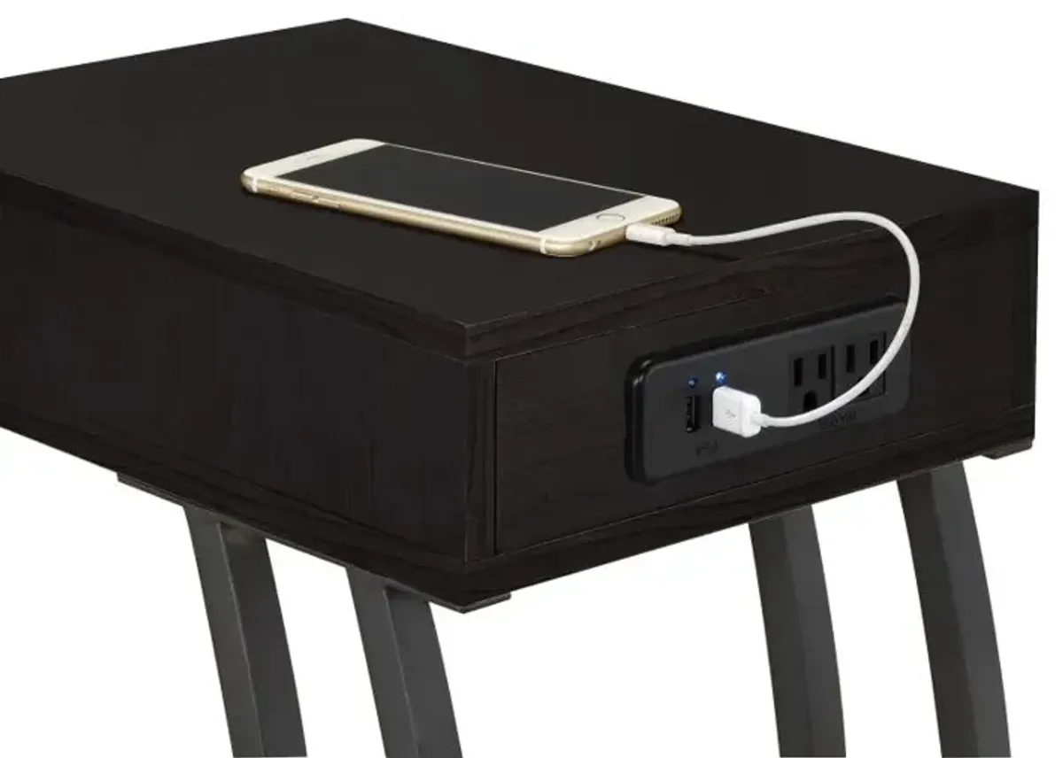 Troy Accent Table with Power Outlet Cappuccino