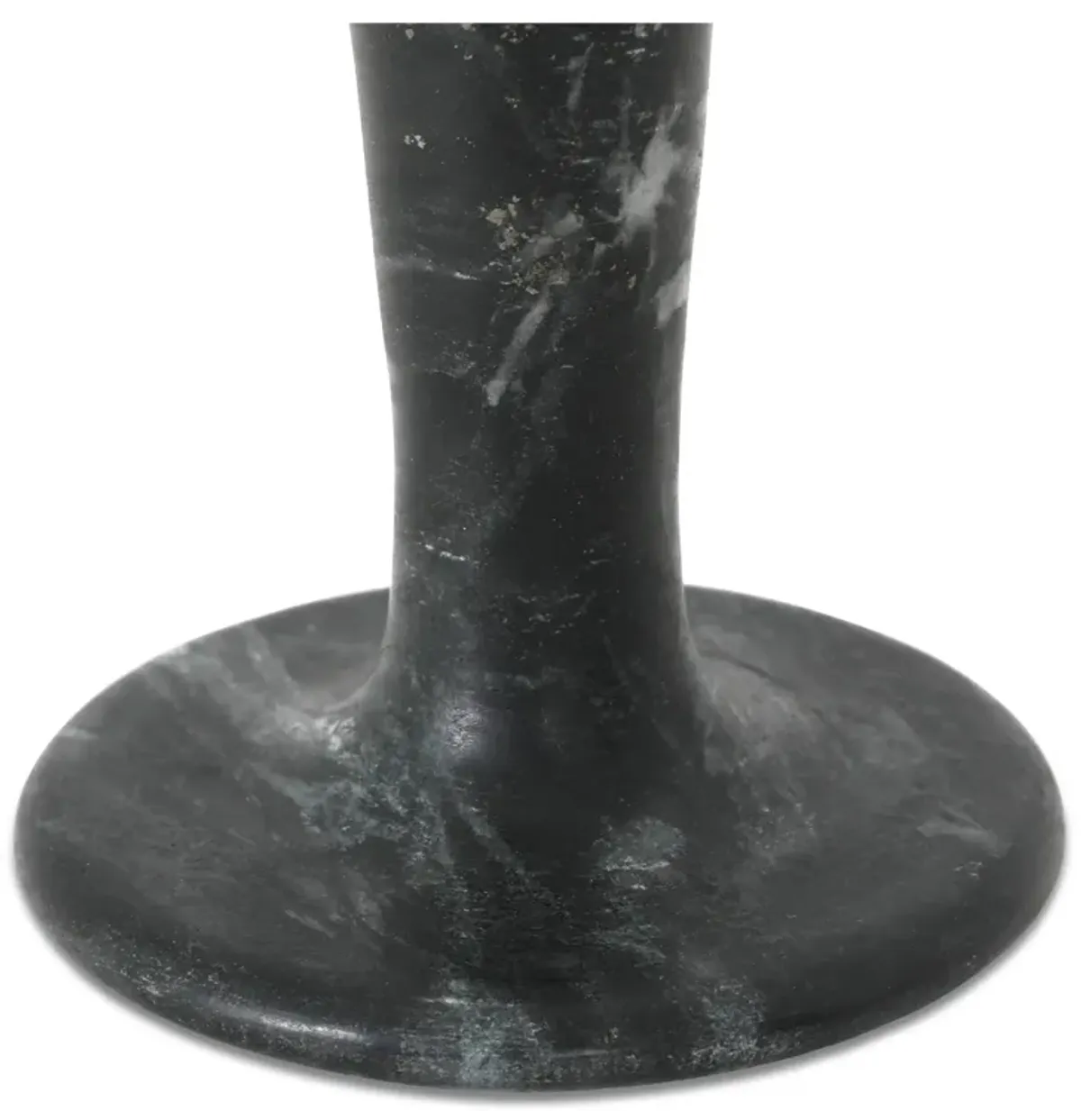 East Short Candle Holder Black Veined Marble