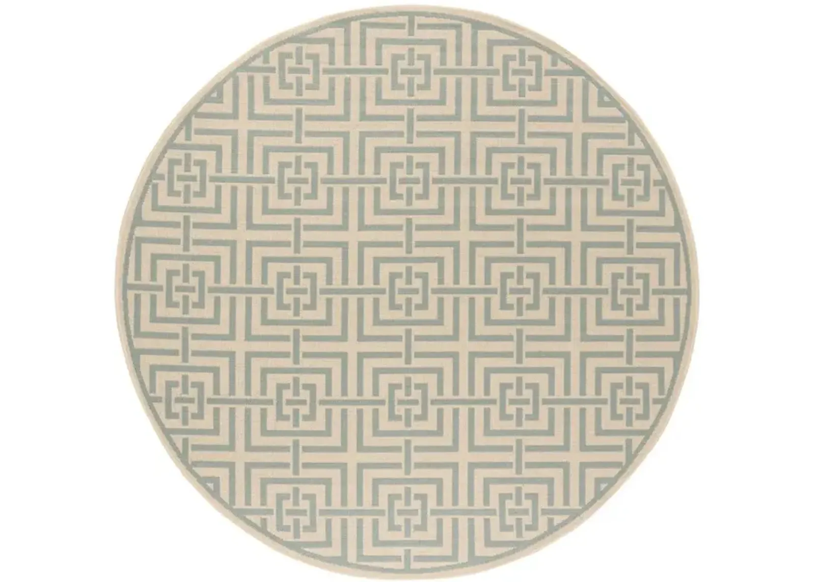 LINDEN 128 Collection LND128L-6R Cream / Aqua 6'-7" X 6'-7" Round