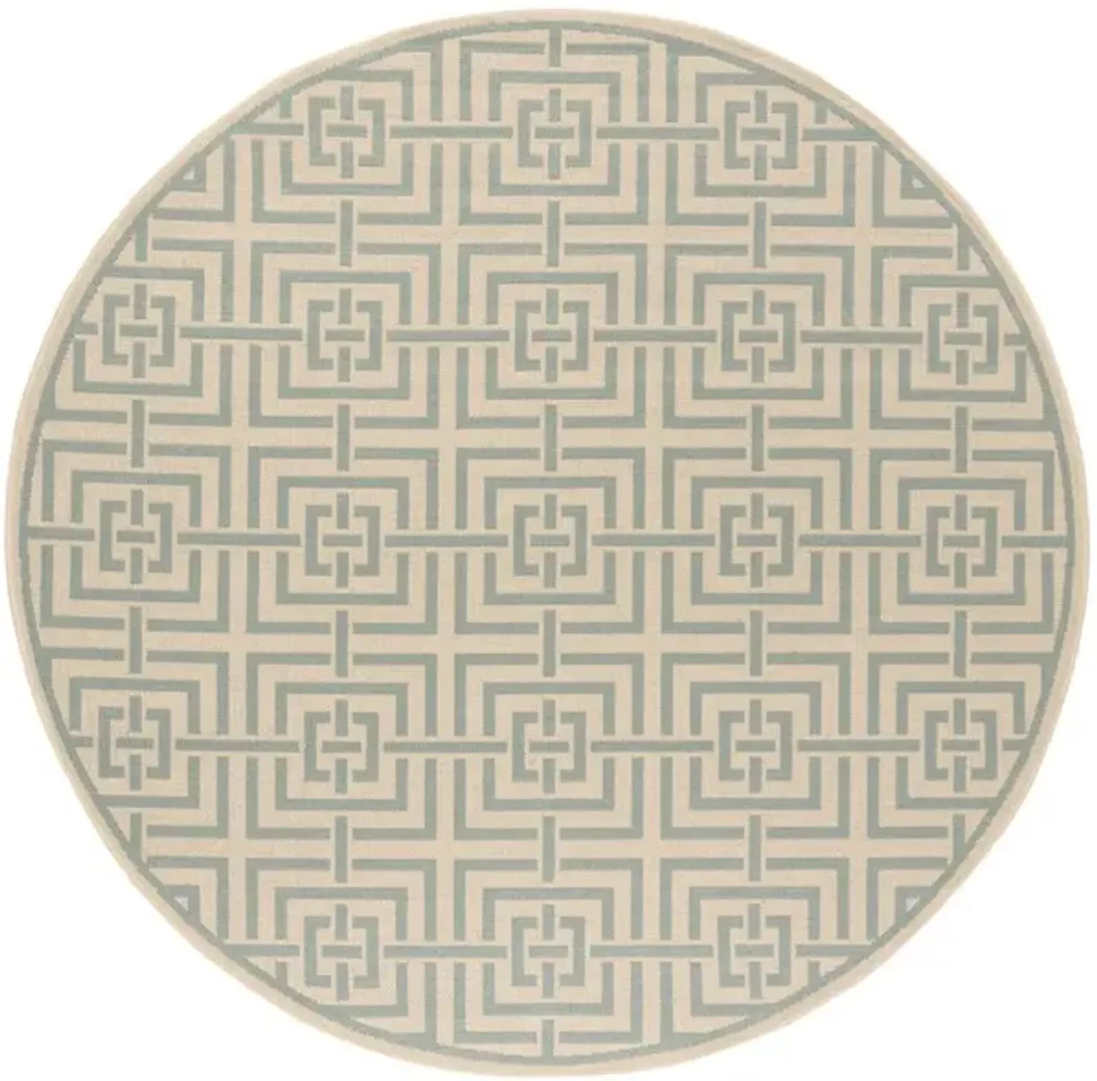 LINDEN 128 Collection LND128L-6R Cream / Aqua 6'-7" X 6'-7" Round