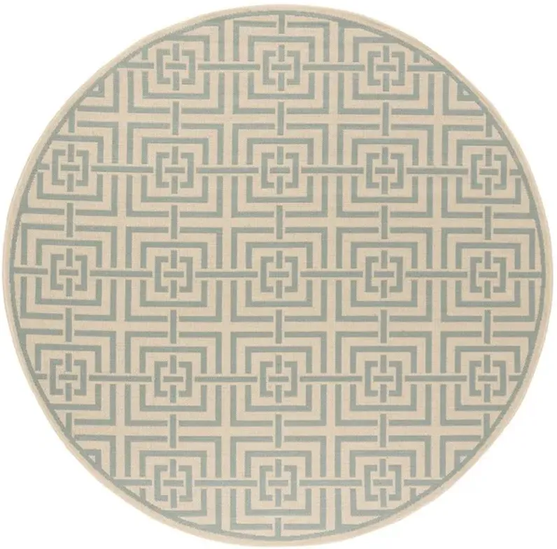 LINDEN 128 Collection LND128L-6R Cream / Aqua 6'-7" X 6'-7" Round