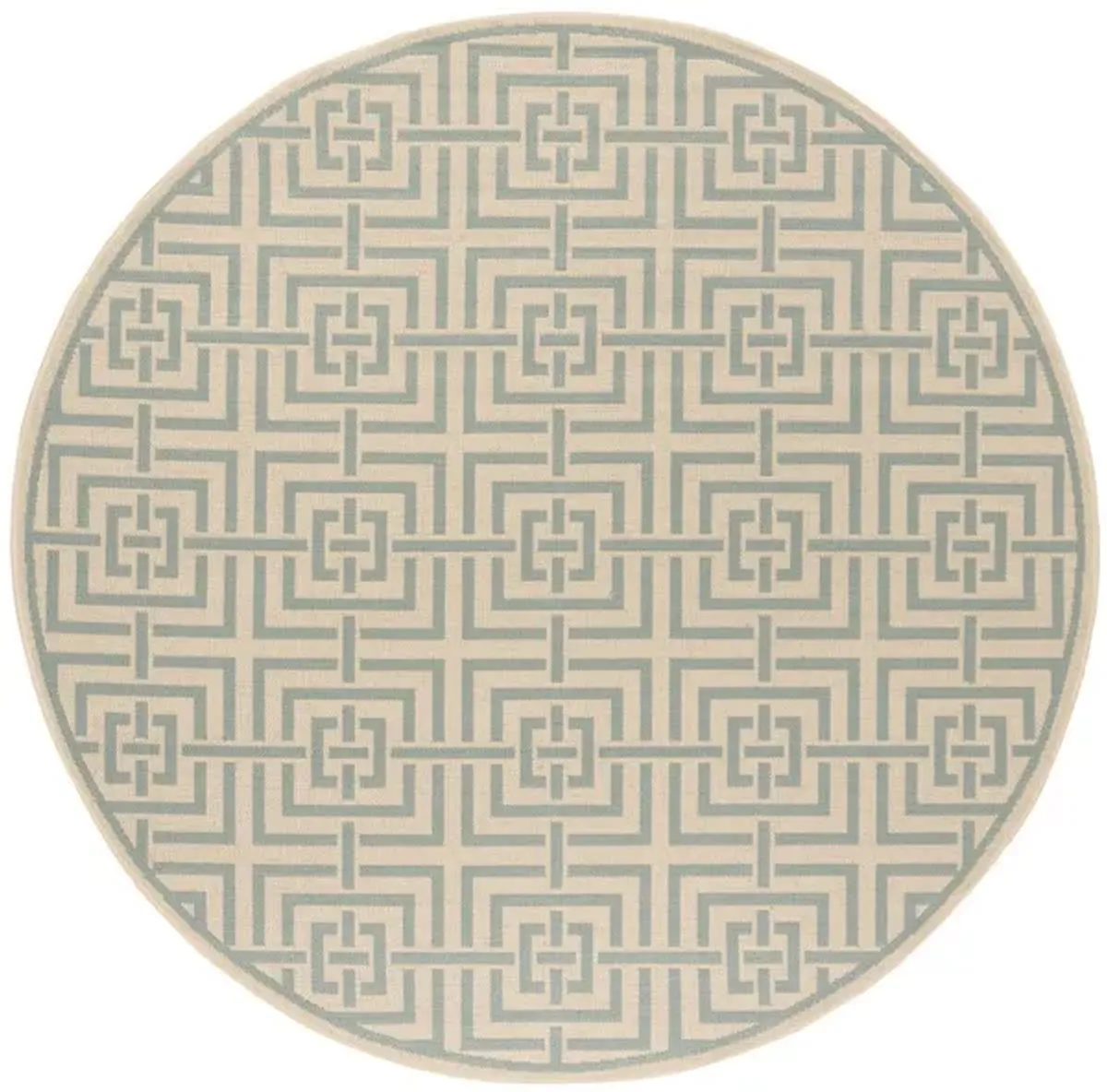 LINDEN 128 Collection LND128L-6R Cream / Aqua 6'-7" X 6'-7" Round