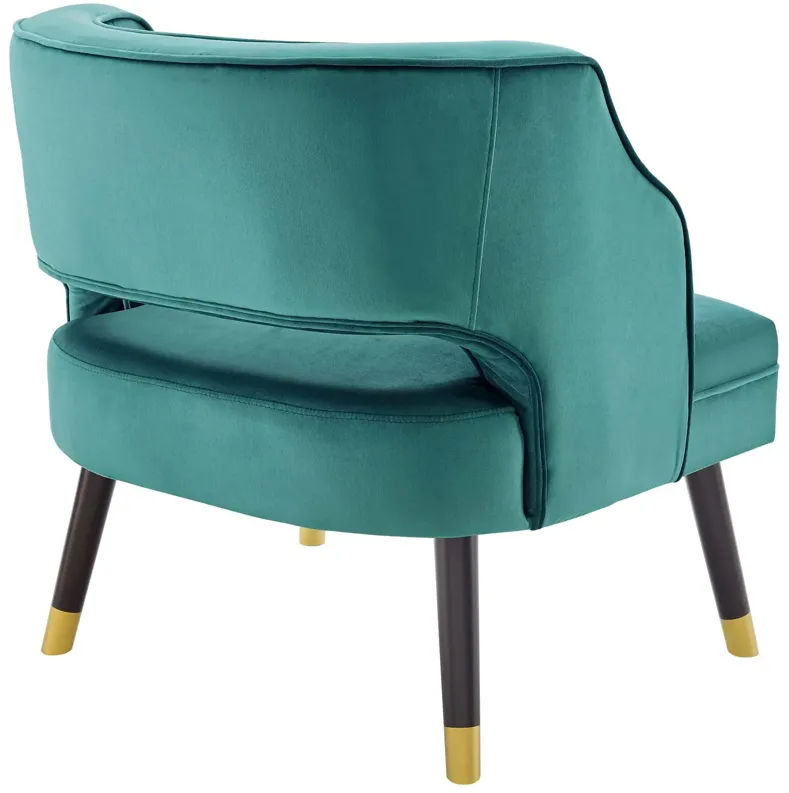 Traipse Button Tufted Open Back Performance Velvet Armchair