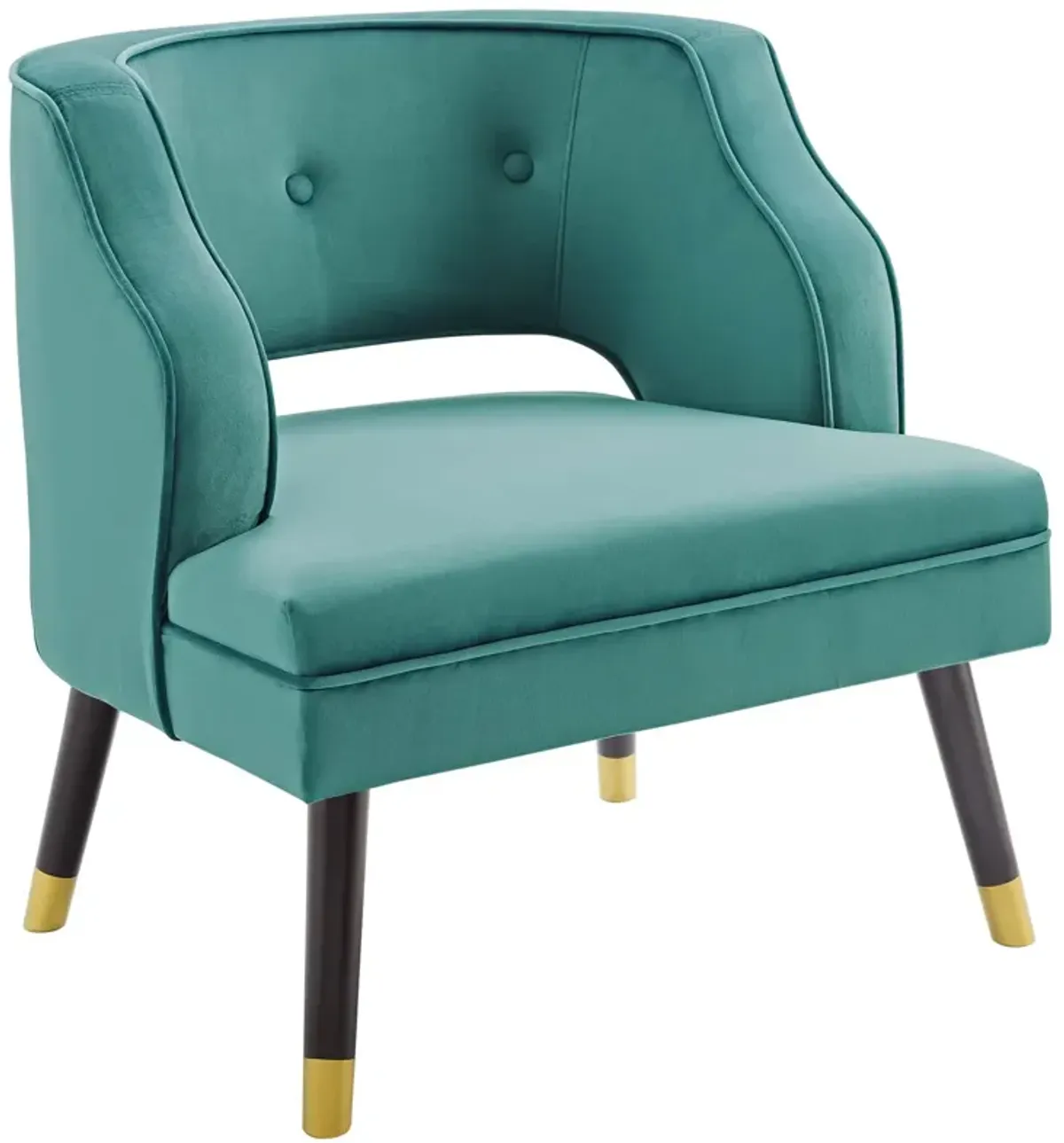 Traipse Button Tufted Open Back Performance Velvet Armchair