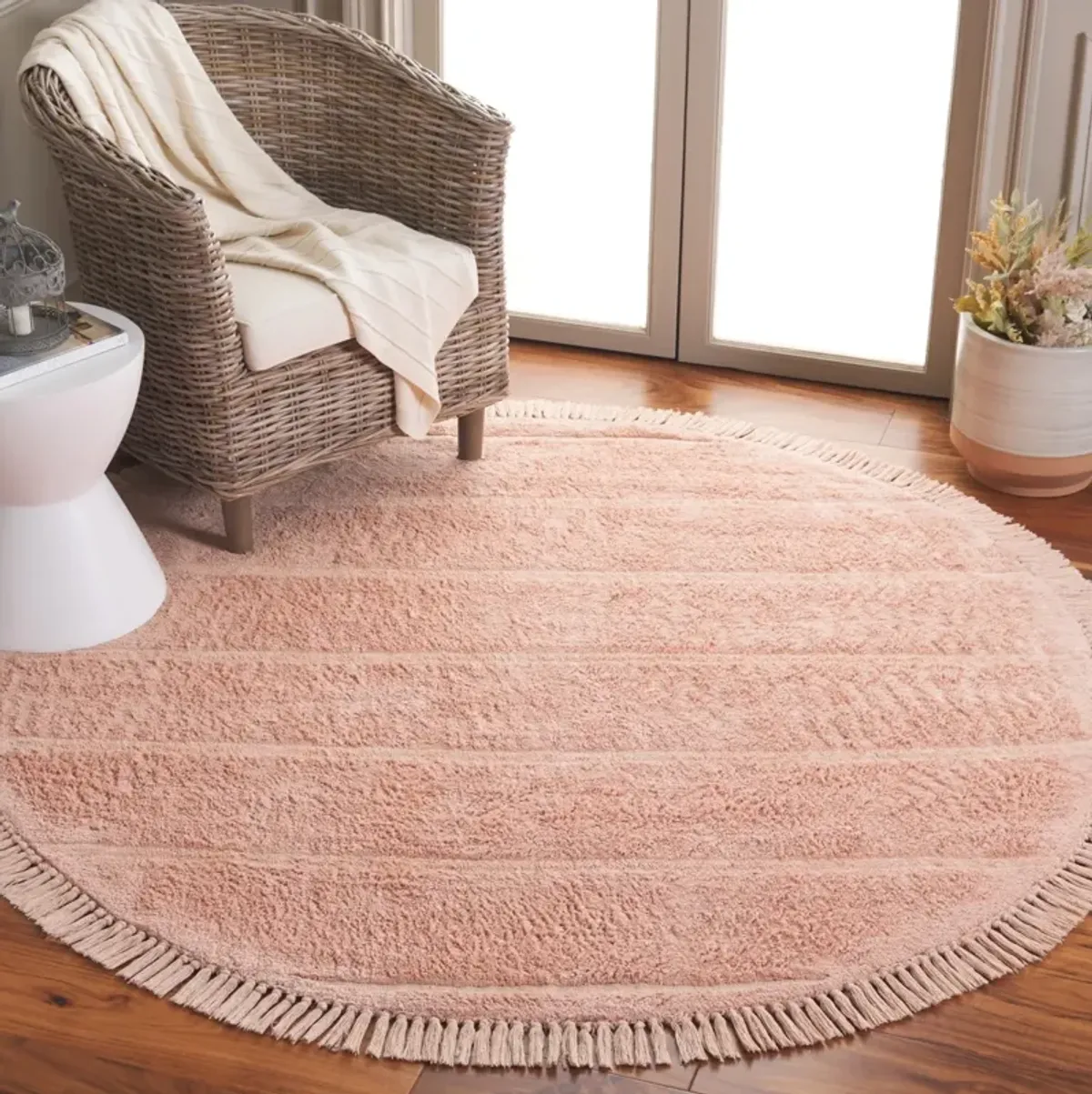 EASY CARE 217 PINK 6' x 6' Round Round Rug