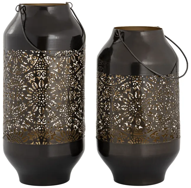 Culler Lantern - Set of 2 Gloss Black