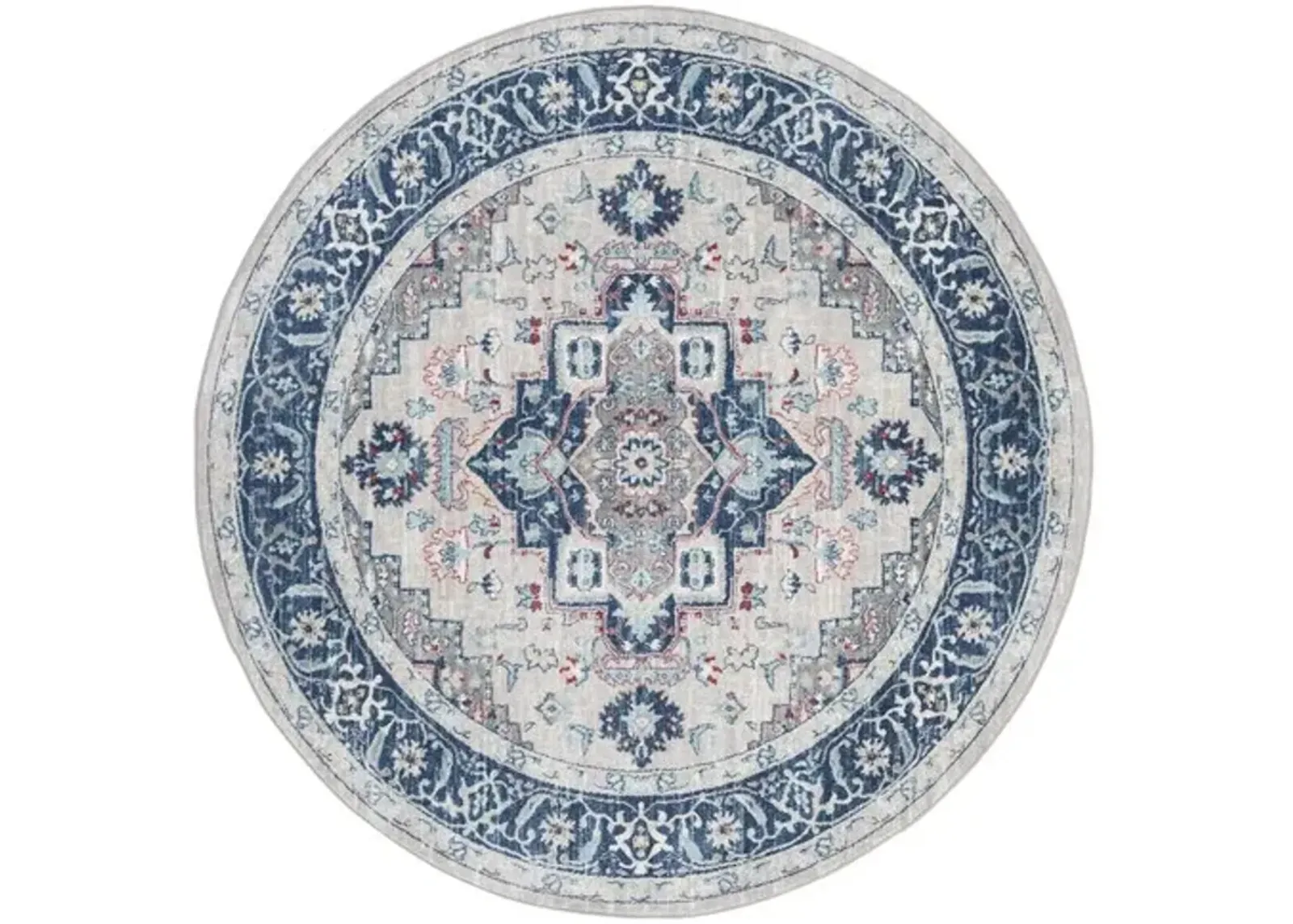 Brentwood 811 Light Grey / Blue 6'-7" X 6'-7" Round Round Powerloomed Rug