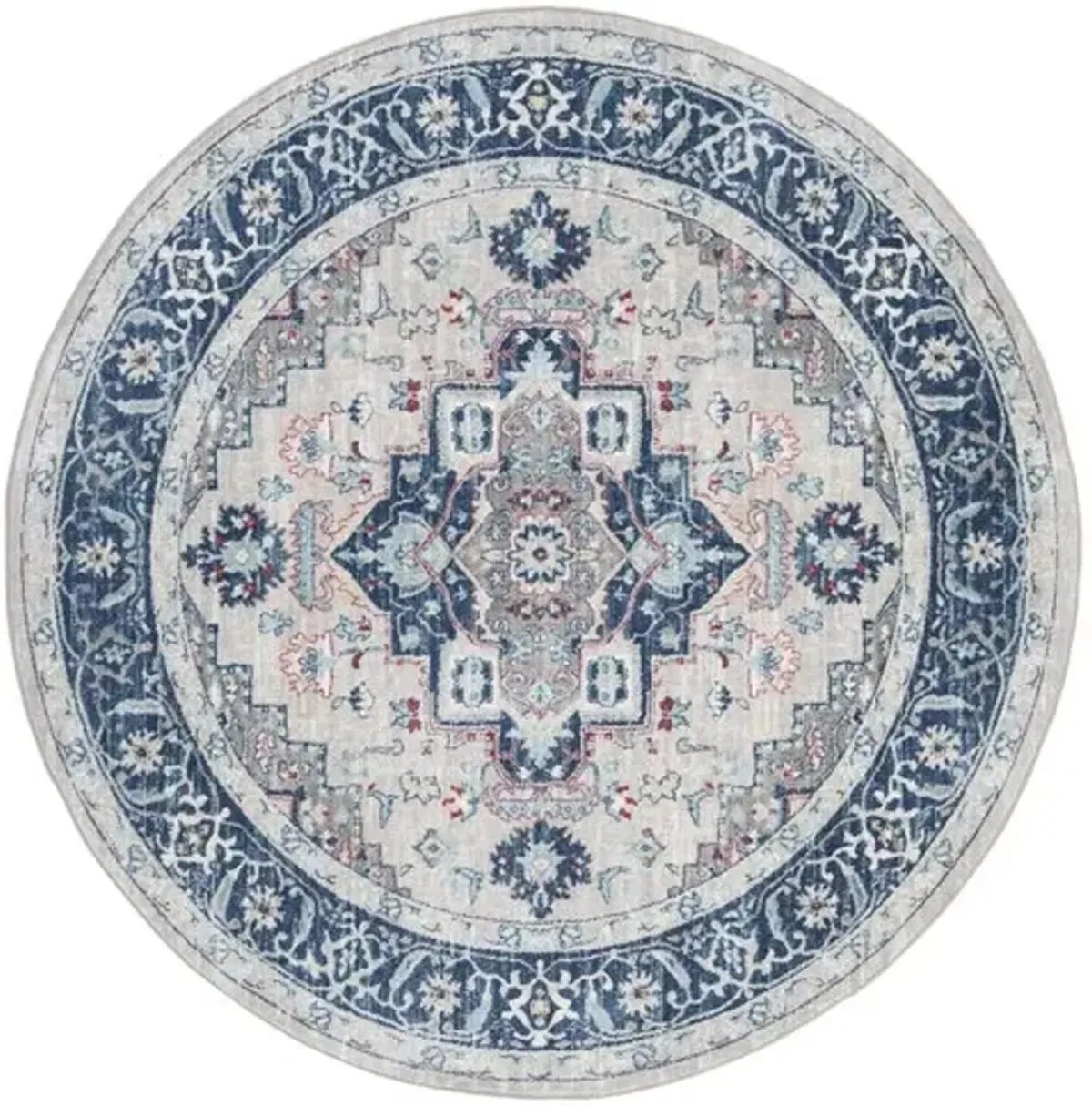 Brentwood 811 Light Grey / Blue 6'-7" X 6'-7" Round Round Powerloomed Rug