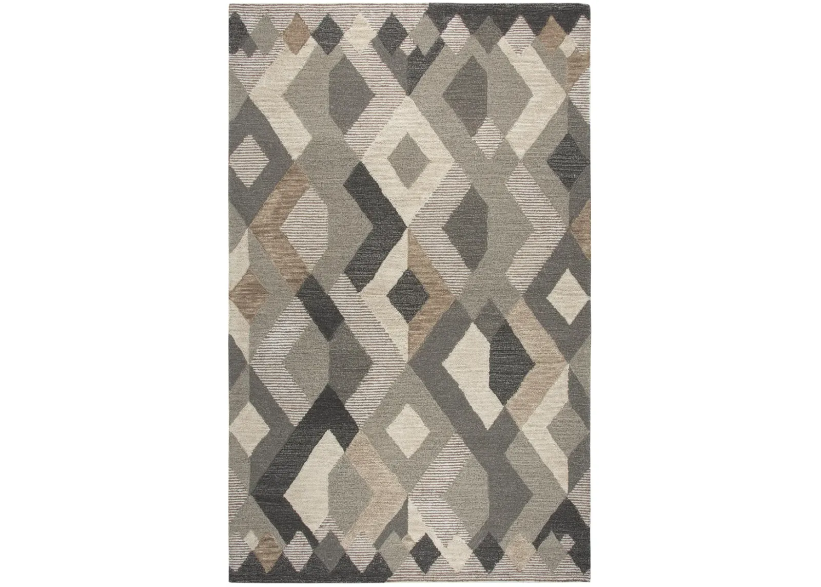 Idyllic Natural/Brown Geometric Wool 8' x 10' Rectangle Rug