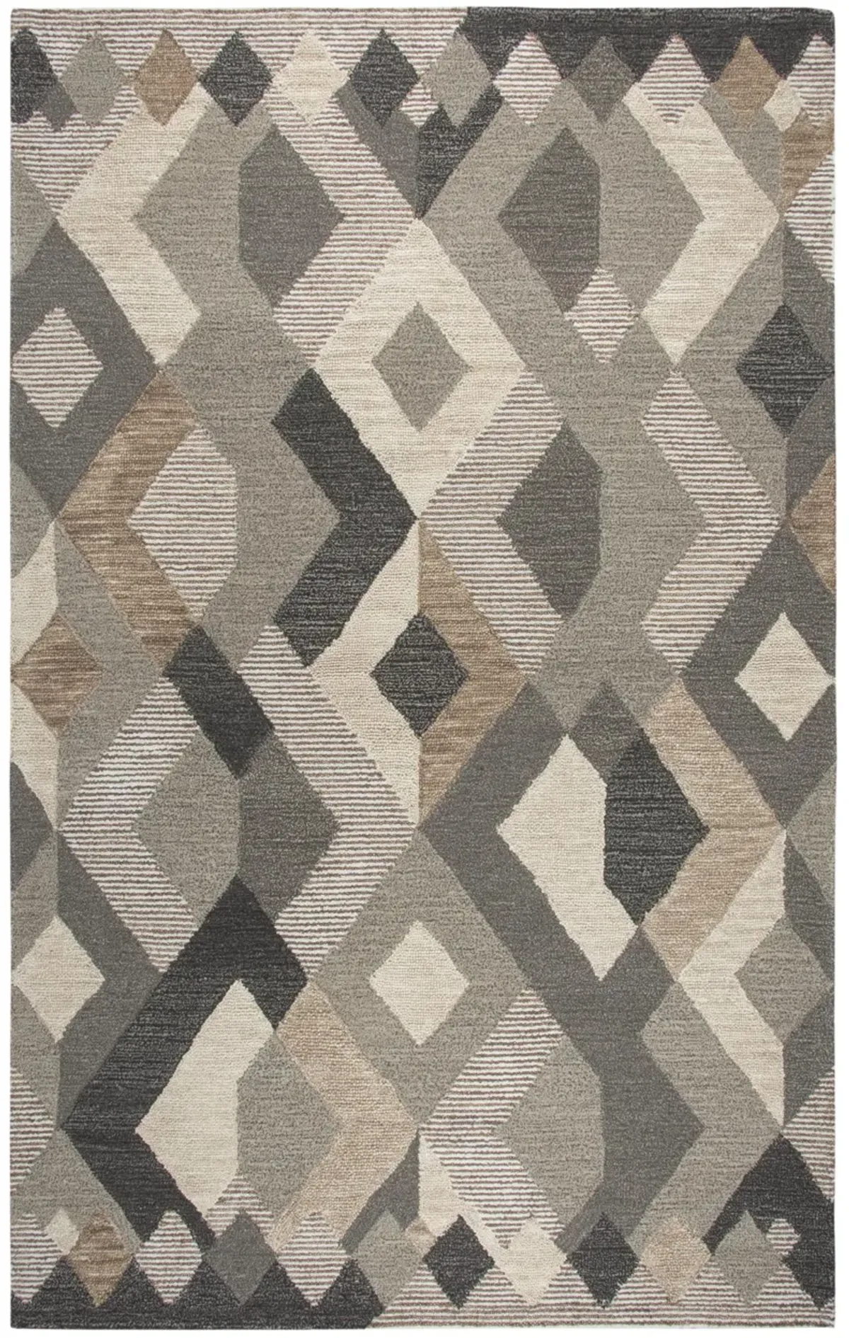 Idyllic Natural/Brown Geometric Wool 8' x 10' Rectangle Rug