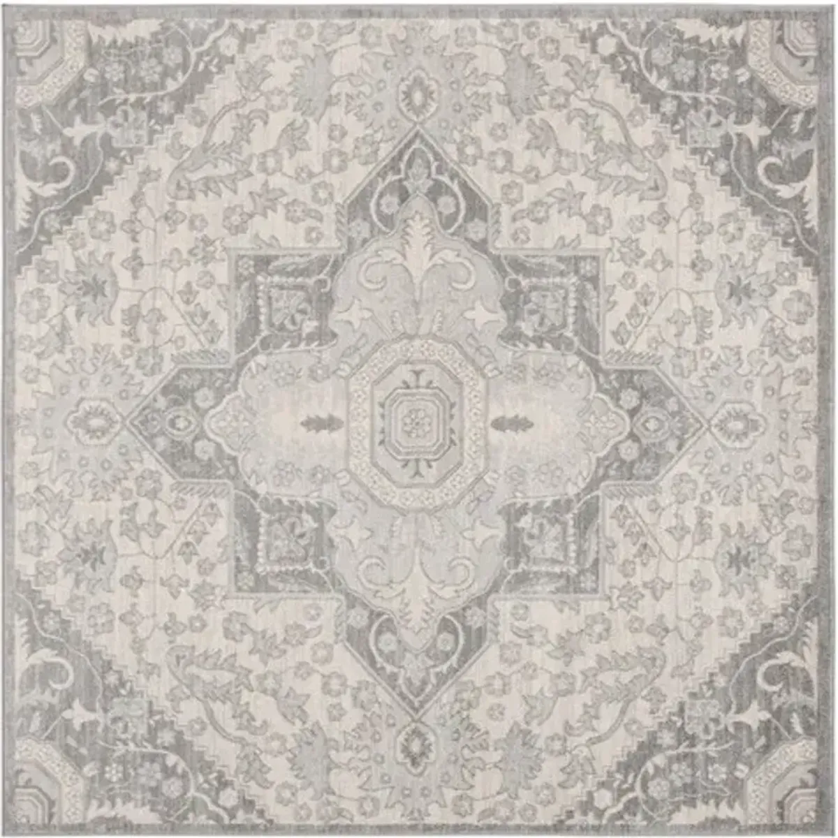 Brentwood 816 Grey / Cream 3' X 3' Square Square Powerloomed Rug