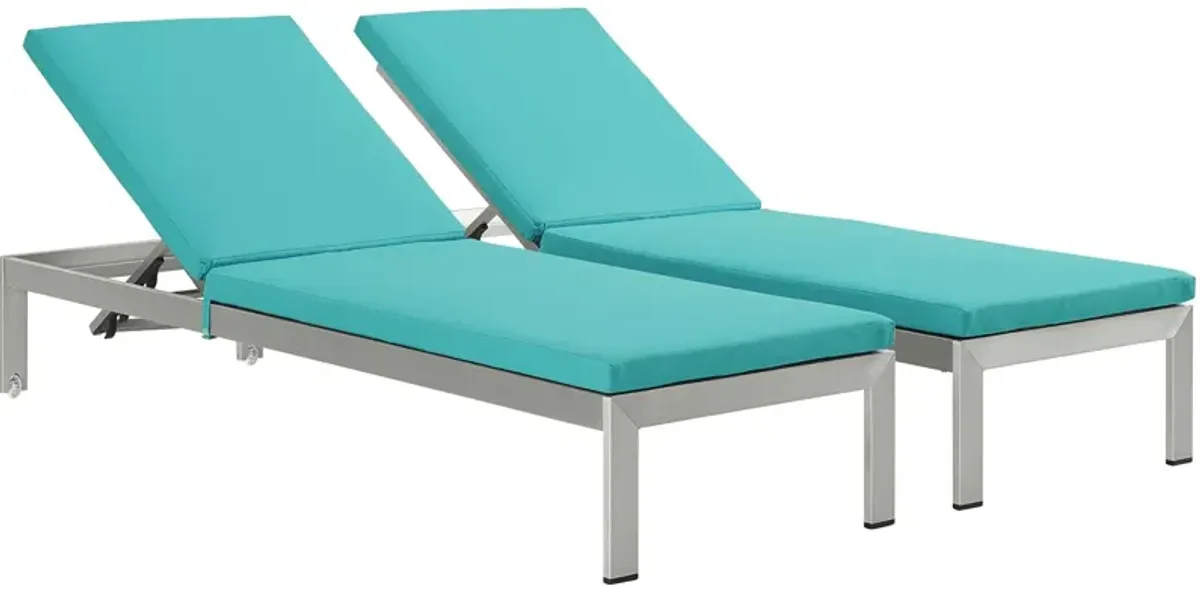 Shore Chaise with Cushions Outdoor Patio Aluminum Set of 2