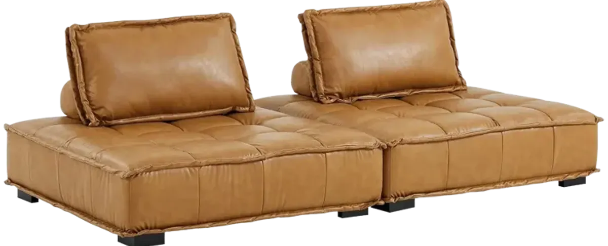 Saunter Tufted Vegan Leather Vegan Leather 2-Piece Loveseat