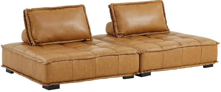 Saunter Tufted Vegan Leather Vegan Leather 2-Piece Loveseat