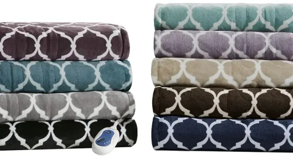 Beautyrest Heated Ogee Brown Throw