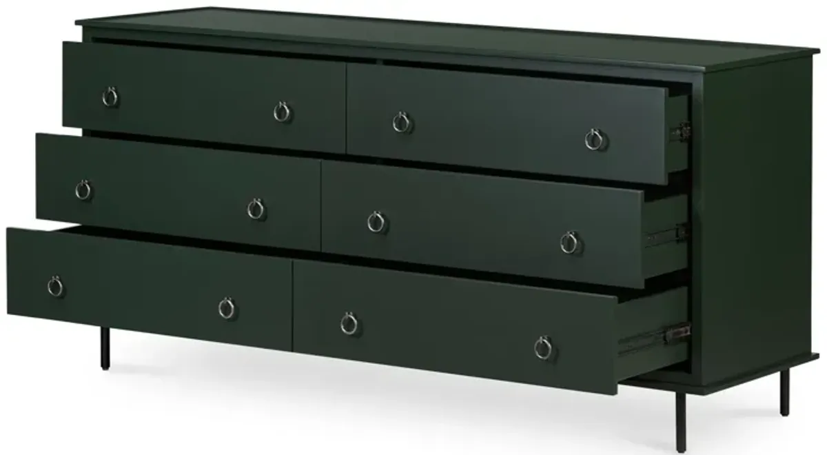 Reagan 6 Drawer Dresser Deep Green