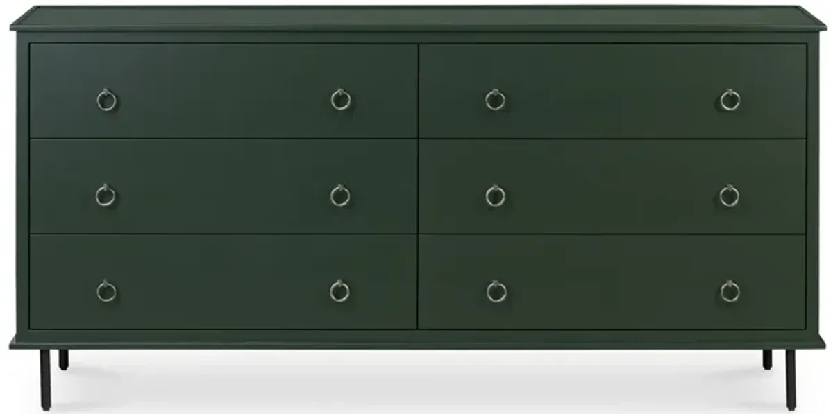 Reagan 6 Drawer Dresser Deep Green