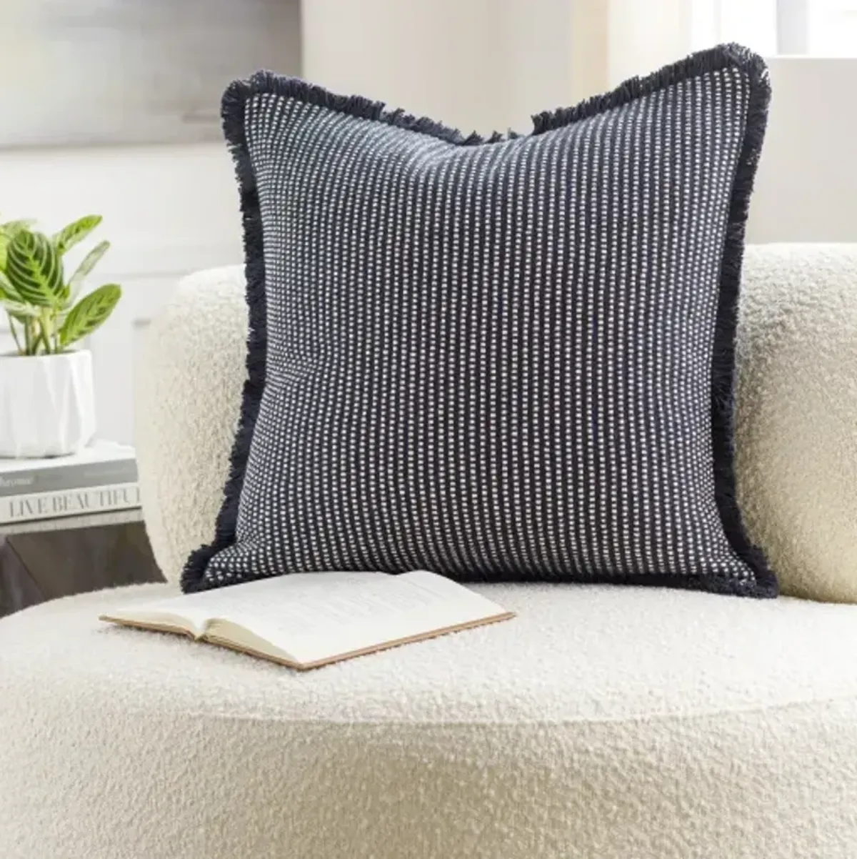 Cotton Fringe CTF-002 20"L x 20"W Accent Pillow