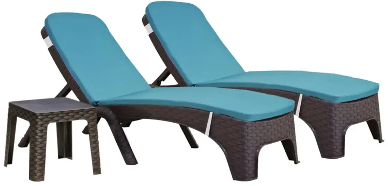 Roma 3-Piece Chaise Lounger Set w/cushion-Brown