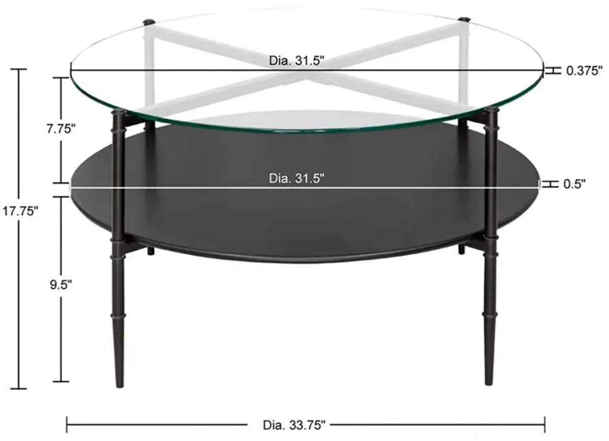 Martha Stewart Caroline Black Round Coffee Table with Interchangeable Wood and Glass Top