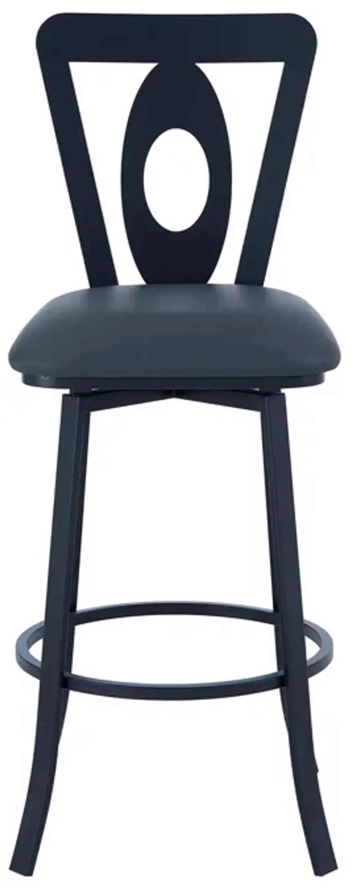 Lola Contemporary 30" Bar Height Barstool in Matte Black Finish and Gray Faux Leather