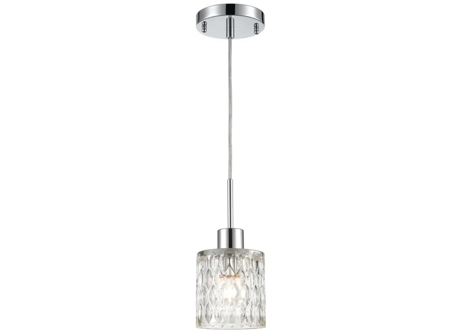 Ezra 1-Light Mini Pendant in Polished Chrome with Textured Clear Crystal