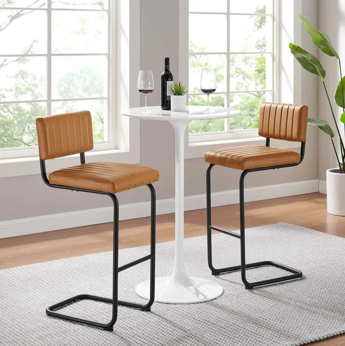 Parity Vegan Leather Bar Stools - Set of 2