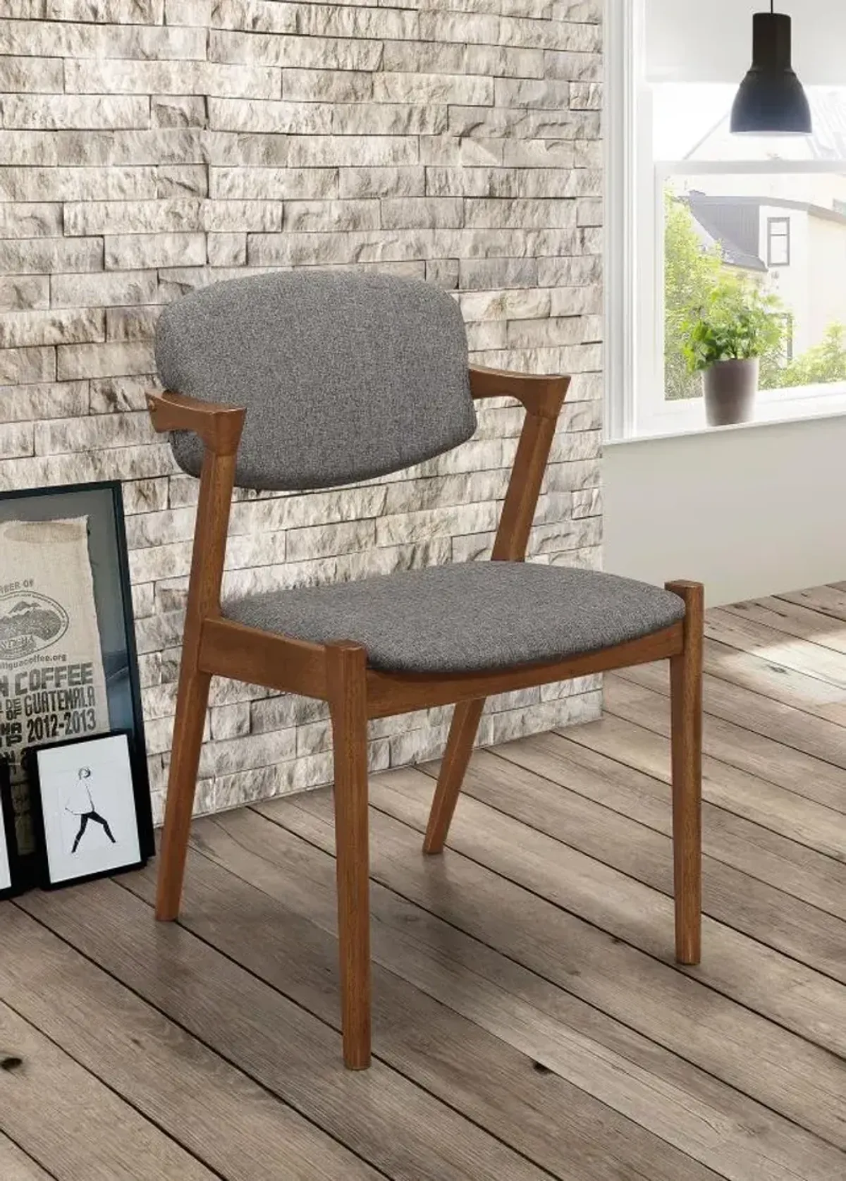 Malone Dining Side Chairs Grey and Dark Walnut (Set of 2)