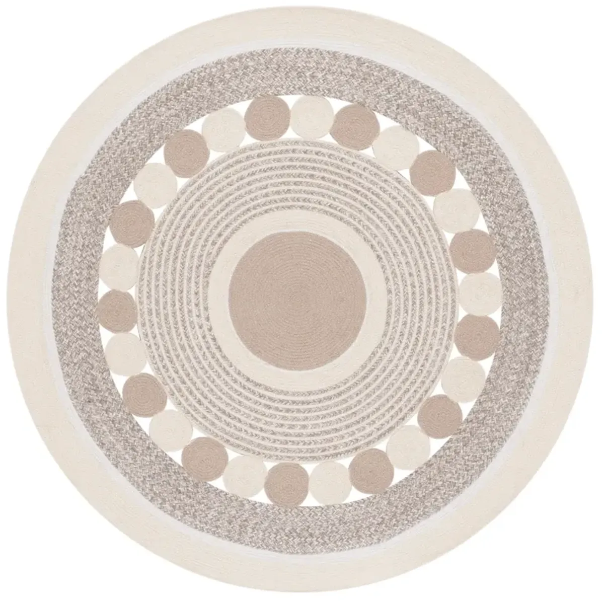 BRAIDED 757 BEIGE  5' x 5' Round Round Rug