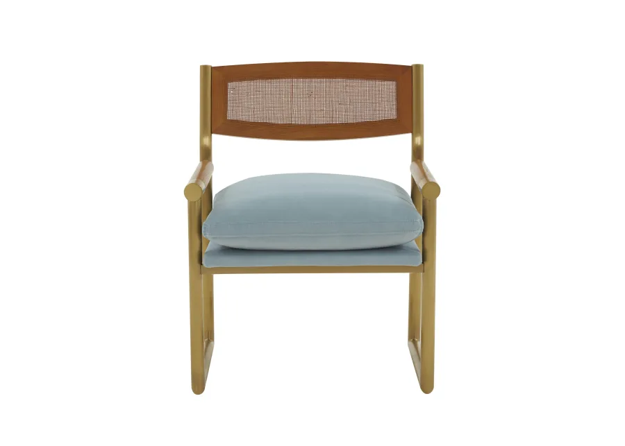 Harlow Rattan Dusty Blue Velvet Chair