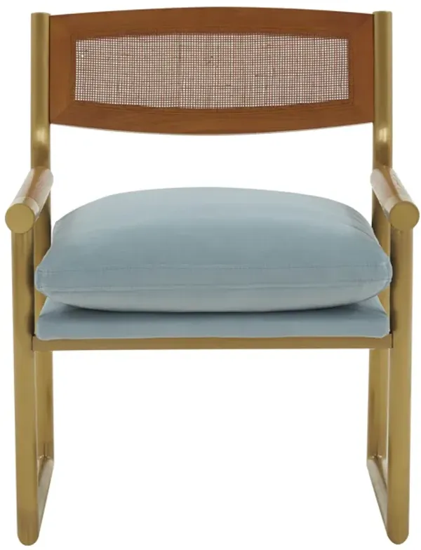 Harlow Rattan Dusty Blue Velvet Chair