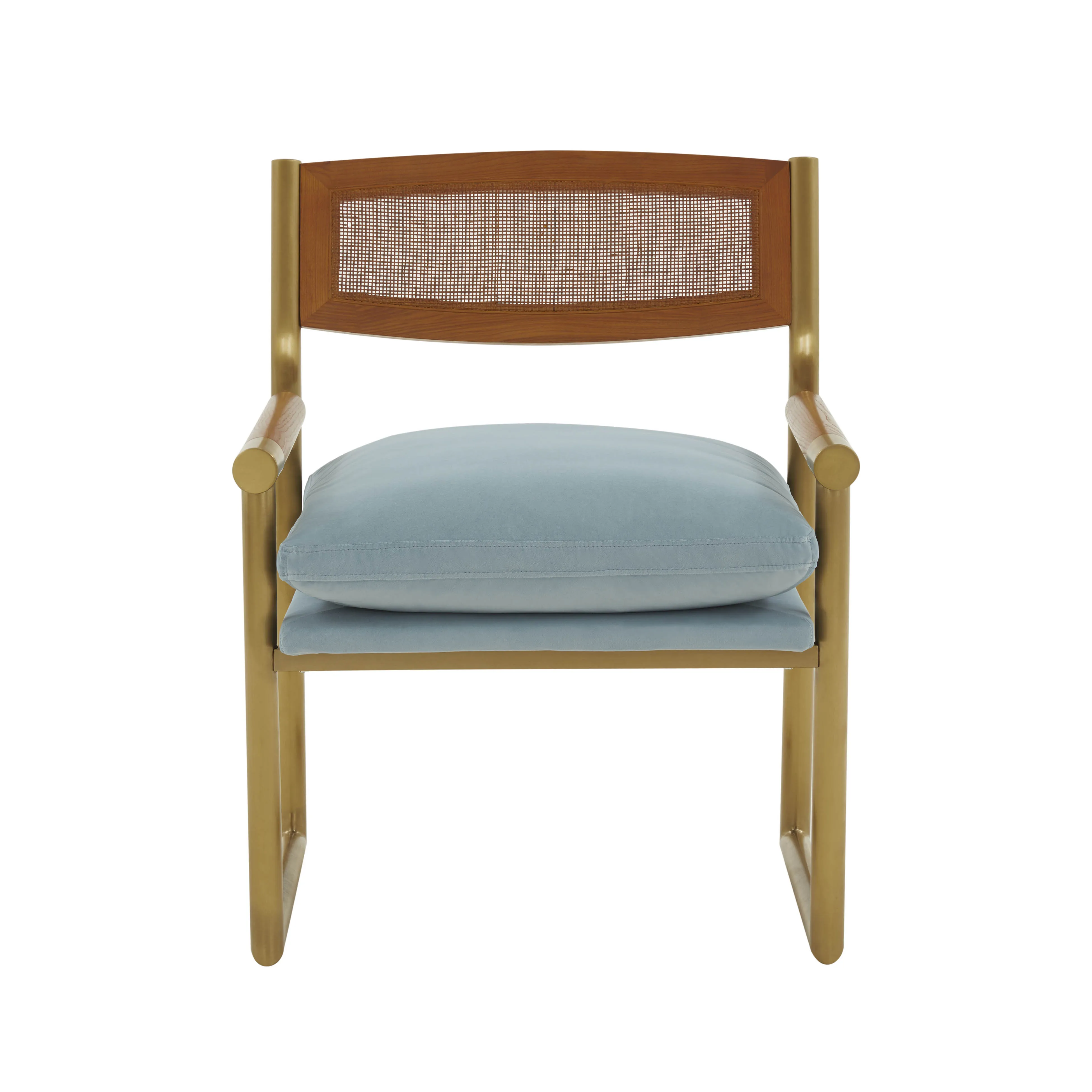 Harlow Rattan Dusty Blue Velvet Chair