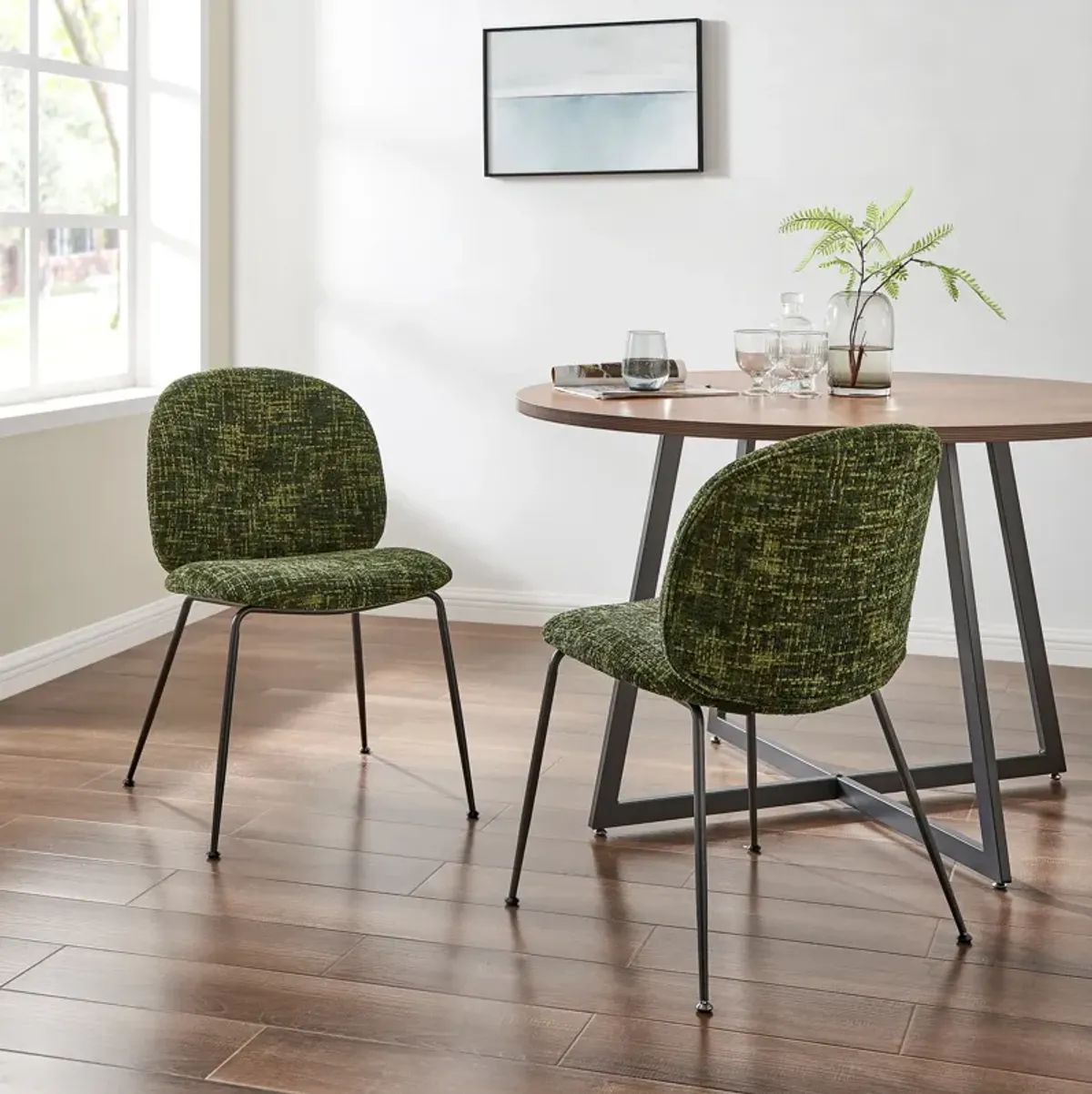 Nisha KD Fabric Dining Side Chair, Allure Green